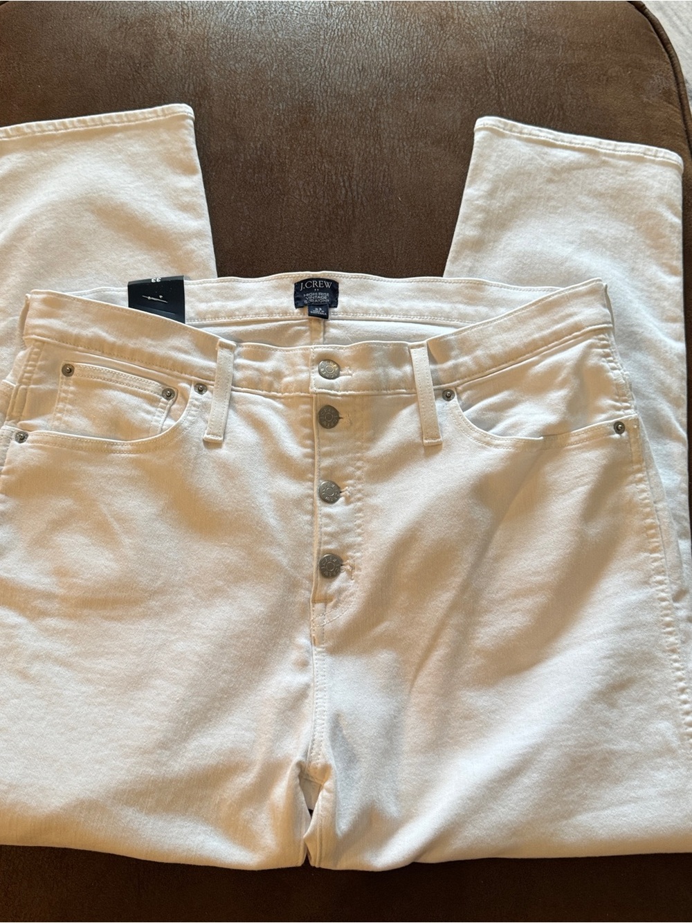 J. Crew High-Rise Button-Fly Jeans in White